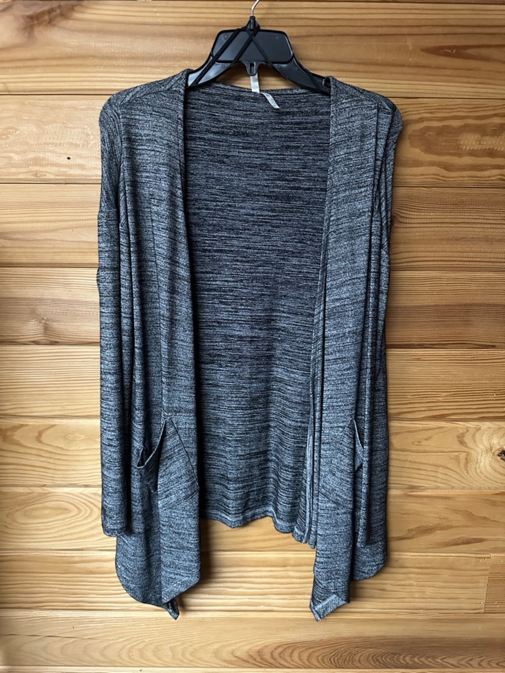 Mudd Women's Black Gray Open-Front Women's Long Sleeve Cardigan Sweater Size L